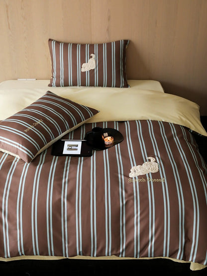 "One" Bedding Set- "Striped Puppy" Queen Size Only